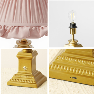 Lámpara de Mesa Recargable Inalámbrica de Estilo Clásico con Pantalla de Tela, Detalles Decorativos, 2700K, Dorado/Plateado, Táctil, para Hogar, Bodas, Restaurantes - Product Image 2