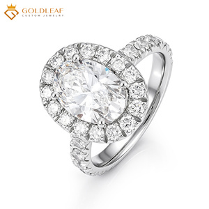 Bague de mariage en or 10k, 14k, 18k avec diamant de laboratoire ovale taille VVS2 CVD HPHT certifié IGI, personnalisée par Goldleaf Jewelry - Product Image 1
