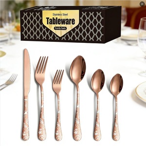 Luxury Custom logo Restaurant Dinnerware Cutlery Dinnerware Spoon Fork Knife White Gold Stainless Steel Flatware <b>Sets</b> - Product Image 4