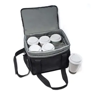 Insulated Portable Drink Carrier Food Delivery Bag Ice Cooler Tote Bag 6 Cup Hot Delivery Carry Bag