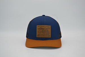 Tùy Chỉnh Da Vá Logo Cổ Điển Có Thể Điều Chỉnh <span class=keywords><strong>Trucker</strong></span> <span class=keywords><strong>Cap</strong></span> Với Tùy Chỉnh Dệt Nhãn Polyester Lưới Hat Richardson Denim 112 Hat - Product Image 2