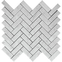 Carreaux de mosaïque à jet d'eau en marbre blanc