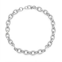 Joyería Clásica Geométrica Minimalista, Brazalete de Plata de Ley 925 con Cadena de Eslabones Ovalados