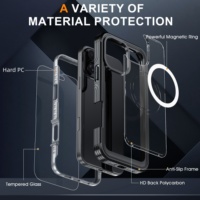 Nouvelle coque de téléphone transparente à 360 degrés avec protection d'écran intégrée, anti-chute, anti-poussière, antichoc pour iPhone 16 Pro Max