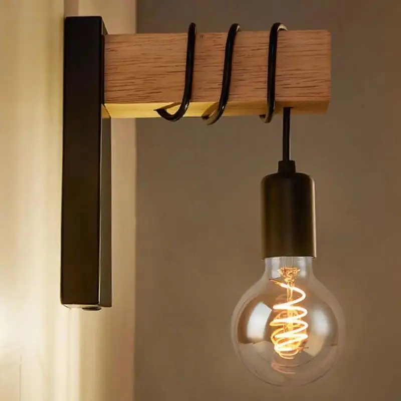 Lampada da parete moderna e minimalista in legno per interni lampada E27 luci per applique per la casa illuminazione per scale con decorazioni per esterni