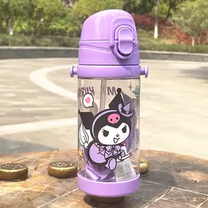 Kawaii Sanrio Cinnamoroll Kuromi cangkir air gadis cangkir plastik tahan suhu tinggi musim panas lucu hadiah botol air anak-anak