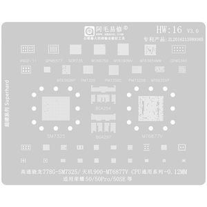 Plantilla de Reballing Amaoe BGA de Acero de 0.12mm para Reparación de CPU con Malla de Estaño para Teléfonos Móviles Serie HW16 <span class=keywords><strong>Honor50</strong></span>/Pro/50SE - Product Image 1