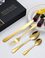 Ensemble de couverts écologiques en acier inoxydable, design luxueux européen, livraison rapide, pour restaurant, hôtel, mariage, couverts dorés