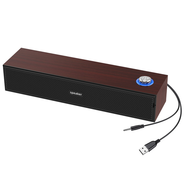 Computer Wired Speakers Desktop Home Subwoofer Dual High-quality Wooden Long Speakers