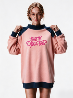Sweat-shirt à col montant pour femme, ourlet allongé, patch personnalisé, logo brodé, pull décontracté pour l'extérieur