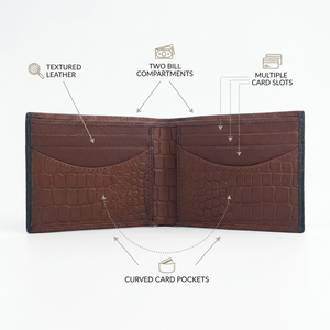 Cartera de Hombre con Grabado de Cocodrilo, Protección RFID, Cierre Plegable, Uso Diario, Color Marrón, Diseño Minimalista - Product Image 3