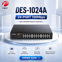 DES-1024A Switch Ethernet de 24 Puertos, Dispositivo de Red LAN Rápida, Interfaz RJ45, CA 100-240V 50/60Hz para Redes de Oficina y Hogar