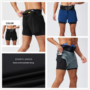 Pantalones Cortos Deportivos Personalizados de Alta Calidad para <span class=keywords><strong>Hombre</strong></span>, Pantalones Cortos de Entrenamiento para Maratón, Sin Costuras, de Doble Capa, Transpirables, de Secado Rápido, para Correr por Senderos - Product Image 6