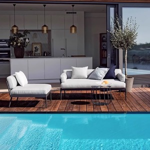 Canapé d'extérieur en alliage d'aluminium en forme de L avec housse en tissu durable pour hôtel - Product Image 5