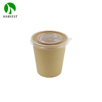 Tasses de soupe à emporter imperméables enduites jetables de papier brun avec la couverture