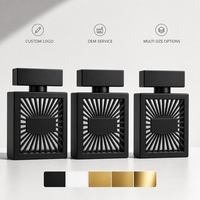 Flacon de parfum vide personnalisé en verre 100 ml, design treillis noir mat, flacon atomiseur rechargeable, vente en gros, logo personnalisé OEM
