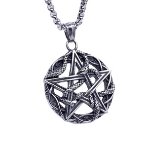 Collar Retro con Colgante de Serpiente y Estrella Pentagrama, Chapado en Oro, Estilo Vikingo, Joyería de Moda, Diseño Elegante en Acero Inoxidable, Venta al Por Mayor - Product Image 1