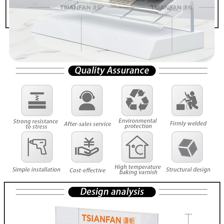 Countertop Acrylic Stand Ceramic Color White Display Marble Rack Desktop Granite Sample For Quartz Stone And Tile