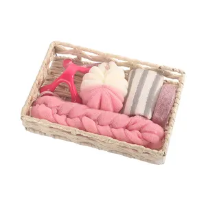 Beautiful Shower Puff Comb Scrubber Wooden Bath Gift Set