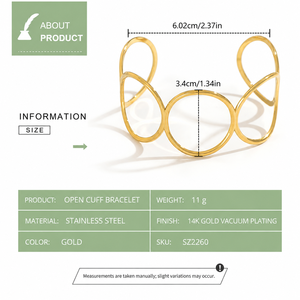 กำไลข้อมือแบบวงกลมสามวง สแตนเลสสตีล ชุบทอง 14K แบบสุญญากาศ - Product Image 3
