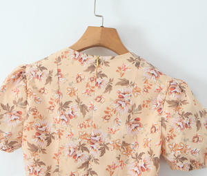 Abito Mini Casual da Donna con Scollo a V, Stampa Floreale, Maniche Corte e Lacci Frontali - Product Image 6
