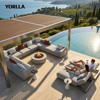 Ensemble de salon de jardin en forme de U haut de gamme Kaelo Collection, tissu résistant à l'eau, canapé modulaire pour villa