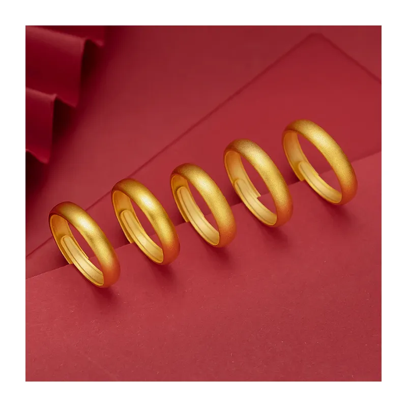 เวียดนาม Placer ทองชุบทองแดงแหวนผู้ชายและผู้หญิงคลาสสิกทองเหลืองหมั้นและแหวนปาร์ตี้ปรับขนาดได้