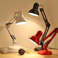 Lampes de bureau Led modernes professionnelles lampe de lecture réglable longue lampe de Table à bras oscillant E27 ampoule lampe de travail en métal