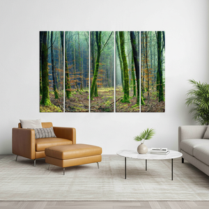 Arte Impreso en Lienzo: Decoración de Pared con Paisaje Forestal 3D en Vidrio Templado, Juego de 5 Lienzos - Product Image 3