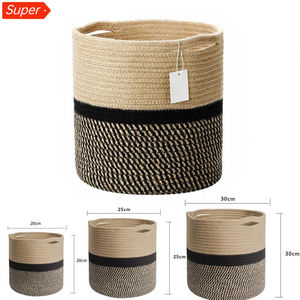 卸売りランドリー手作りカラフルコットンロープ植物バスケットランドリー収納バスケット家庭用収納組織 - Product Image 1