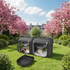 Qbellpet - Transportín Portátil 2 en 1 de Nailon para Mascotas con Cierre de Cremallera para Perros Medianos y Gatos Grandes, Juego de Jaulas Dobles Ecológicas para Viajes - Product Image 4