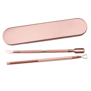 2pcs לכל סט מניקור כלי פרטי לוגו פלדה נירוסטה עלה זהב cuticle הסרת ציפורניים - Product Image 1