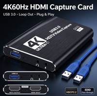 Carte de capture vidéo HDTV USB 3.0 4K avec sortie en boucle 1080P 60Hz, enregistreur pour diffusion en direct, accessoires électroniques
