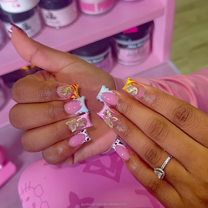 <span class=keywords><strong>Uñas</strong></span> postizas de pato de marca privada, hechas a mano, de cobertura completa, acrílicas, con punta ancha acampanada para pedicura de fiesta en la playa de <span class=keywords><strong>verano</strong></span> - Product Image 4