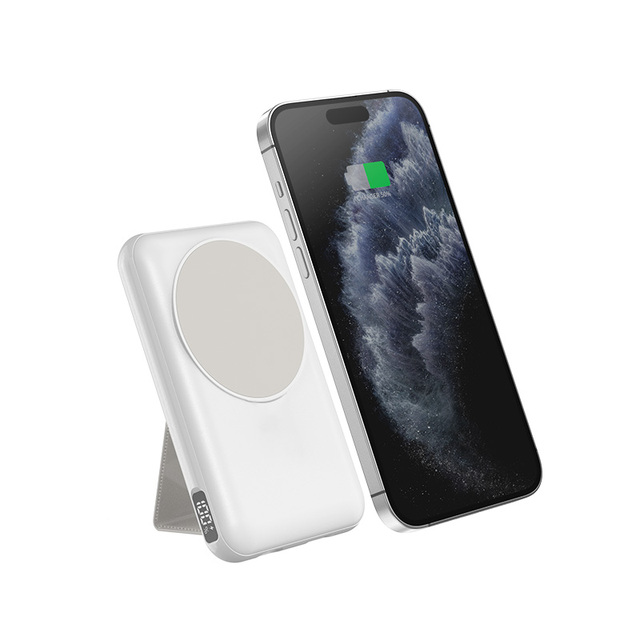 Schitec Wireless Magnetic Power Bank 10000mAh Foldable Wireless Portable Charger with LED Digital Display and Phone Holder