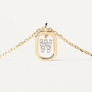 Collar Unisex de Moda con <span class=keywords><strong>Cadena</strong></span> Clavicular Chapada en <span class=keywords><strong>Oro</strong></span>, con Colgante Doble Oscilante con Iniciales en Inglés, Certificado CE NOHS - Product Image 6