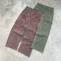 Pantalon en jean large personnalisé pour homme, double taille, style workwear, avec double genouillère, en denim robuste vintage, type charpentier