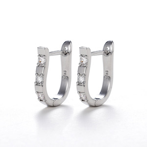 Elegant U Shape Harp Huggie Earrings for Women Geometric Sparkling Ear Cuff Daily Fashion Jewelry - Product Image 6