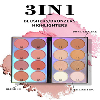 Palette de fard à joues 3-en-1 Matte Smooth Texture Bronzer Highlighter Face Powder Blush Travel Size Mineral Beauty Makeup for Fair Skin Tone
