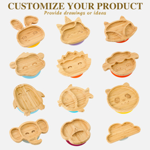<span class=keywords><strong>Vaisselle</strong></span> pour enfants en <span class=keywords><strong>bambou</strong></span> <span class=keywords><strong>vaisselle</strong></span> en silicone ensemble d'alimentation pour bébé en silicone - Product Image 5