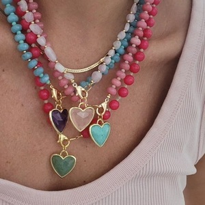 Collar de Cuentas Coloridas Dopamine Bohemia con Colgante de Corazón Chapado en Oro de 18K, Cadena de Clavícula en Capas, Joyería para Mujer, Regalo - Product Image 3
