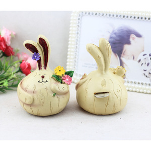 Figurines de lapin en résine, ensemble de quatre figurines d'animaux mignons pour la décoration de la maison, de la chambre à coucher et du salon - Product Image 4