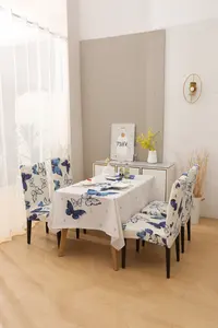 ポリエステル製テーブルクロス (サイズ140 × 180cm) 義烏の椅子カバー4個付き