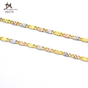 Collier chaîne trois couleurs en gros X0174, plaqué or 18 carats de haute qualité, <span class=keywords><strong>24</strong></span> pouces - Product Image 1