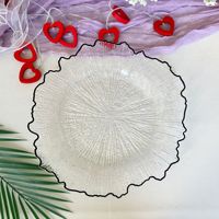 Assiettes de présentation en plastique PP transparentes à bords dorés, motif feuille de lotus, pour mariages, hôtels, fêtes, décoratives, luxe, plateaux à fruits