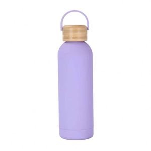 Minimalist Stainless Steel Vacuum Insulated Water <b>Bottle</b> With Wooden Lid And Handle For Travel - Product Image 6