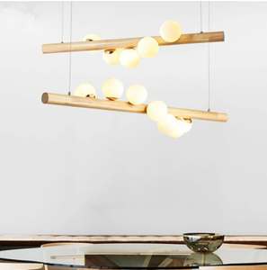<span class=keywords><strong>Luminaire</strong></span> <span class=keywords><strong>suspendu</strong></span> <span class=keywords><strong>pour</strong></span> îlot de <span class=keywords><strong>cuisine</strong></span> Long pendentif en bois lustre rond boule de verre blanc lait <span class=keywords><strong>Luminaire</strong></span> moderne - Product Image 2