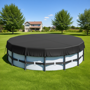 ผ้าคลุมสระว่ายน้ำฤดูร้อน ขนาด 18 ฟุต ผ้าอ๊อกซ์ฟอร์ด 420D กันน้ำ ดีไซน์เชือกรูด ผ้าคลุมสระว่ายน้ำแบบติดพื้น สีดำ - Product Image 2