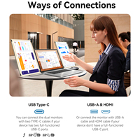 Moniteur de Jeu Portable S6 15,6 Pouces Tri-Écran LCD Pliable, Extension d'Écran Double Externe USB-C Plug-and-Play pour Ordinateur Portable