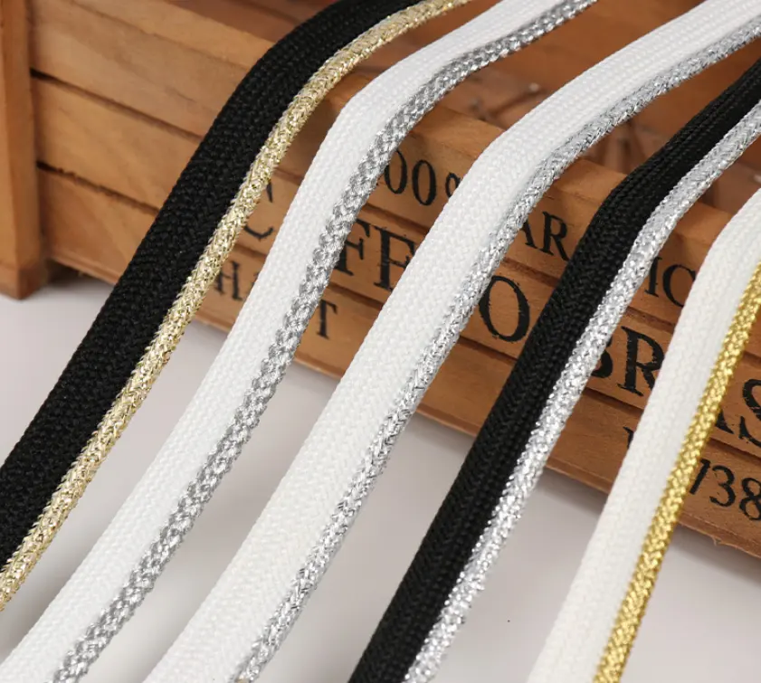 Acessórios de tecido de 10mm preto, branco, dourado e bisturi para roupas